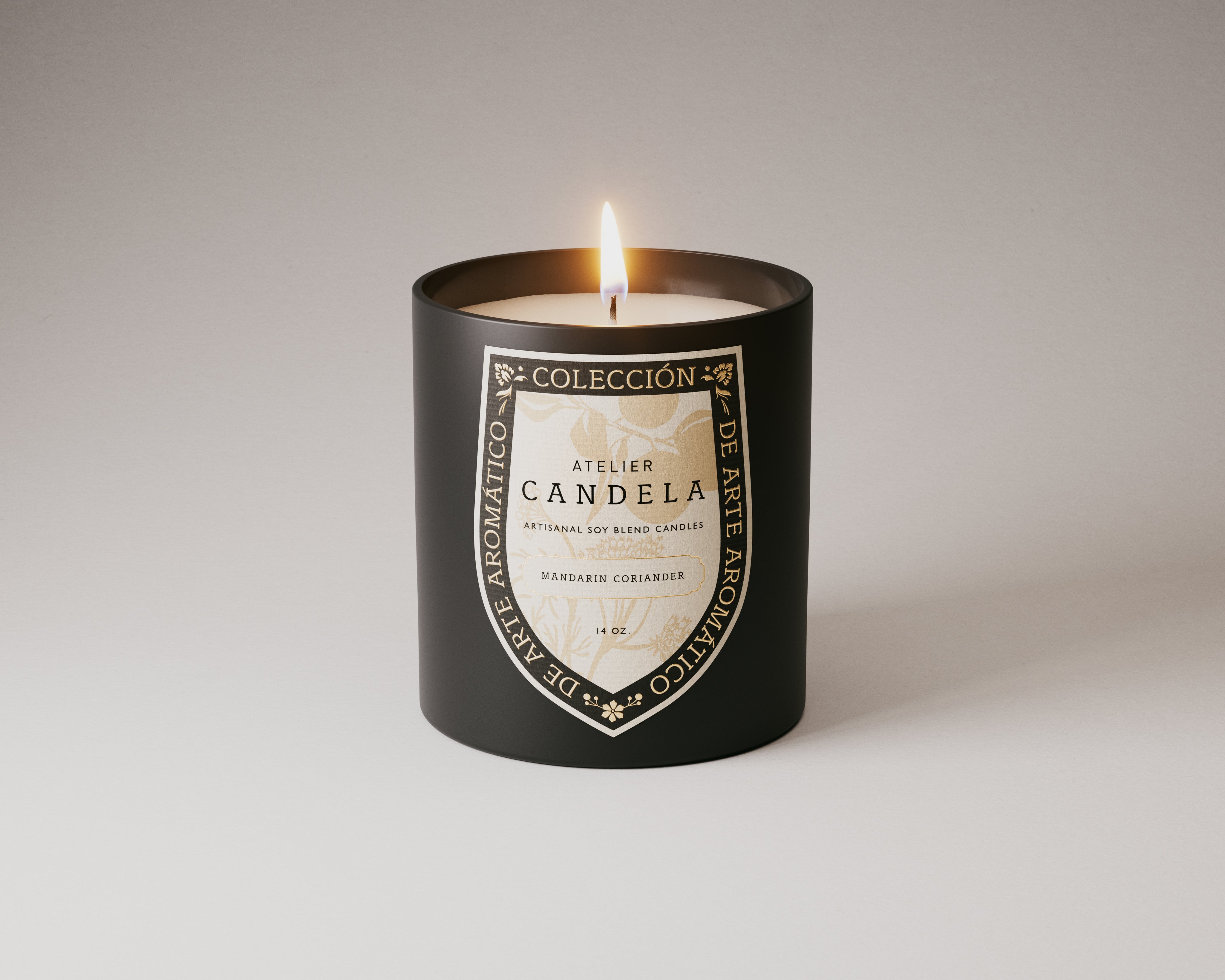 Mandarin Coriander 14oz luxury soy blend candle by Atelier Candela