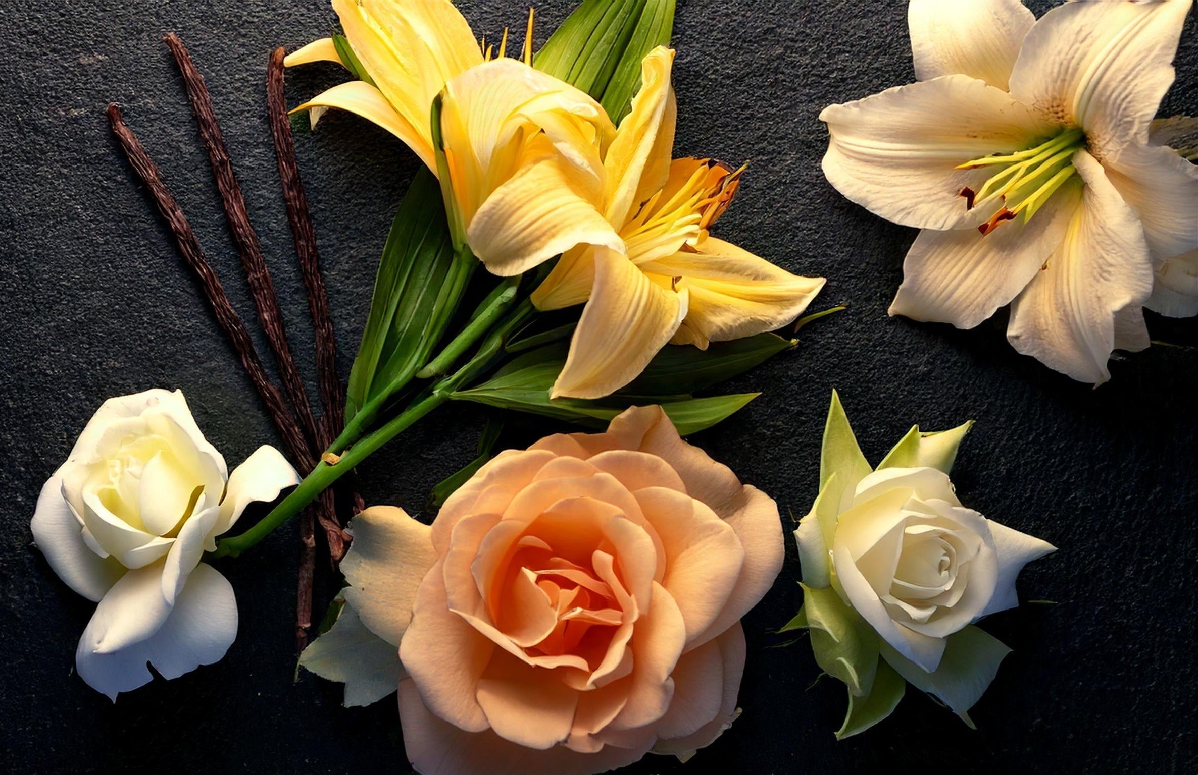 Firefly_Render_gardenias_Lillies_and_vanilla_spread_on_a_dark_stone_table_65353-2.jpg