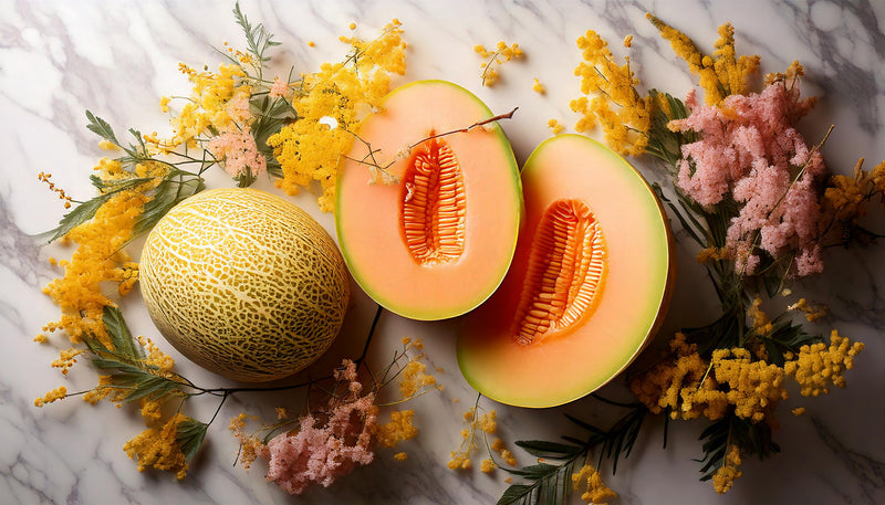 Firefly_Render_pink_mimosa_flowers_and_honeydew_melon_whole_and_sliced_on_top_of_a_marble_table_190.jpg