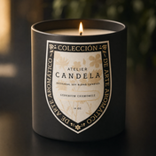 Geranium Chamomile soy candle in cottage garden light — Cotswolds still life