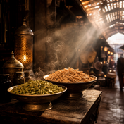 Istanbul spice bazaar in golden light — inspiration for the Santal Cardamom candle